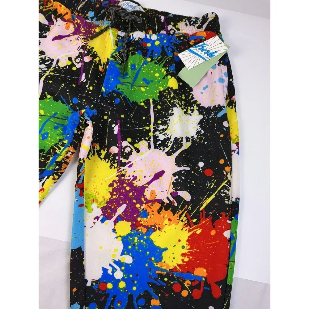 Fresh Prints of Bel-Aire Paint Splatter Joggers XLG Drawstring Pockets MSRP $62‎